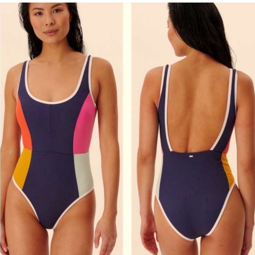 RIP CURL Heat wave good one piece rib color block swim suit L